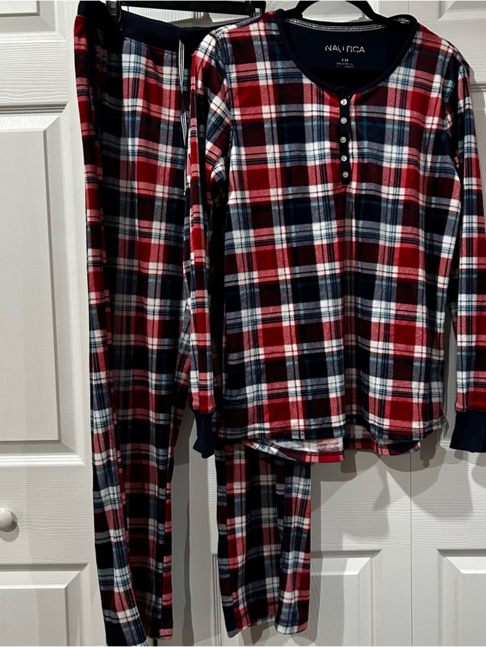 Nautica Womens 2 Piece Fleece Pajama Long Sleeve Sleepwear Pajama Set